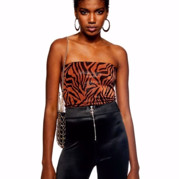 2/$15 NWT Topshop Tiger Print Glitter Bandeau - Picture 5 of 6